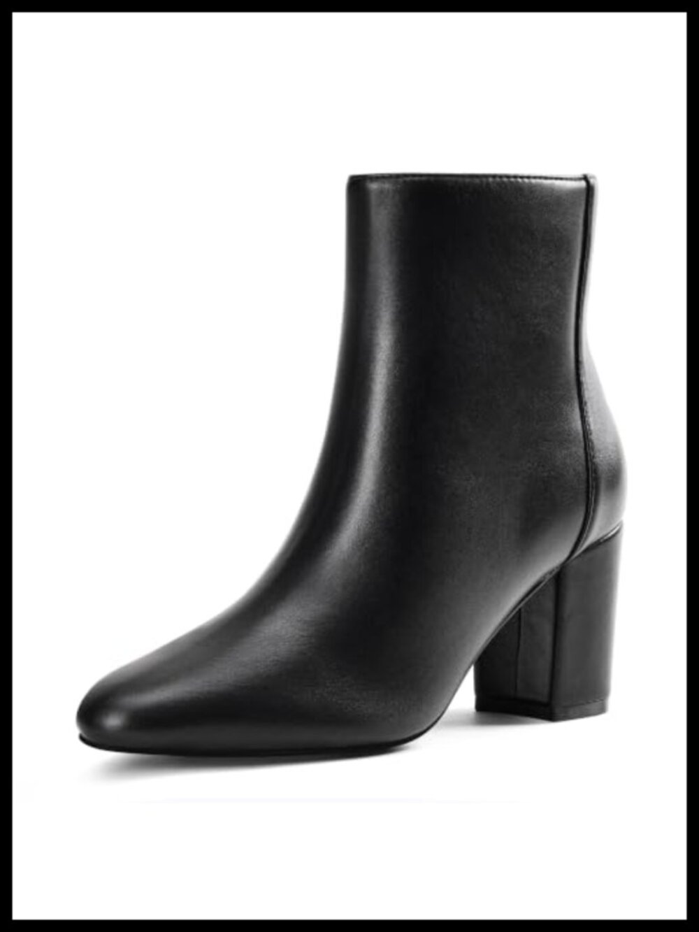 Women's Ankle Boots Faux Leather Chunky Heel Round Toe Side Zip Booties